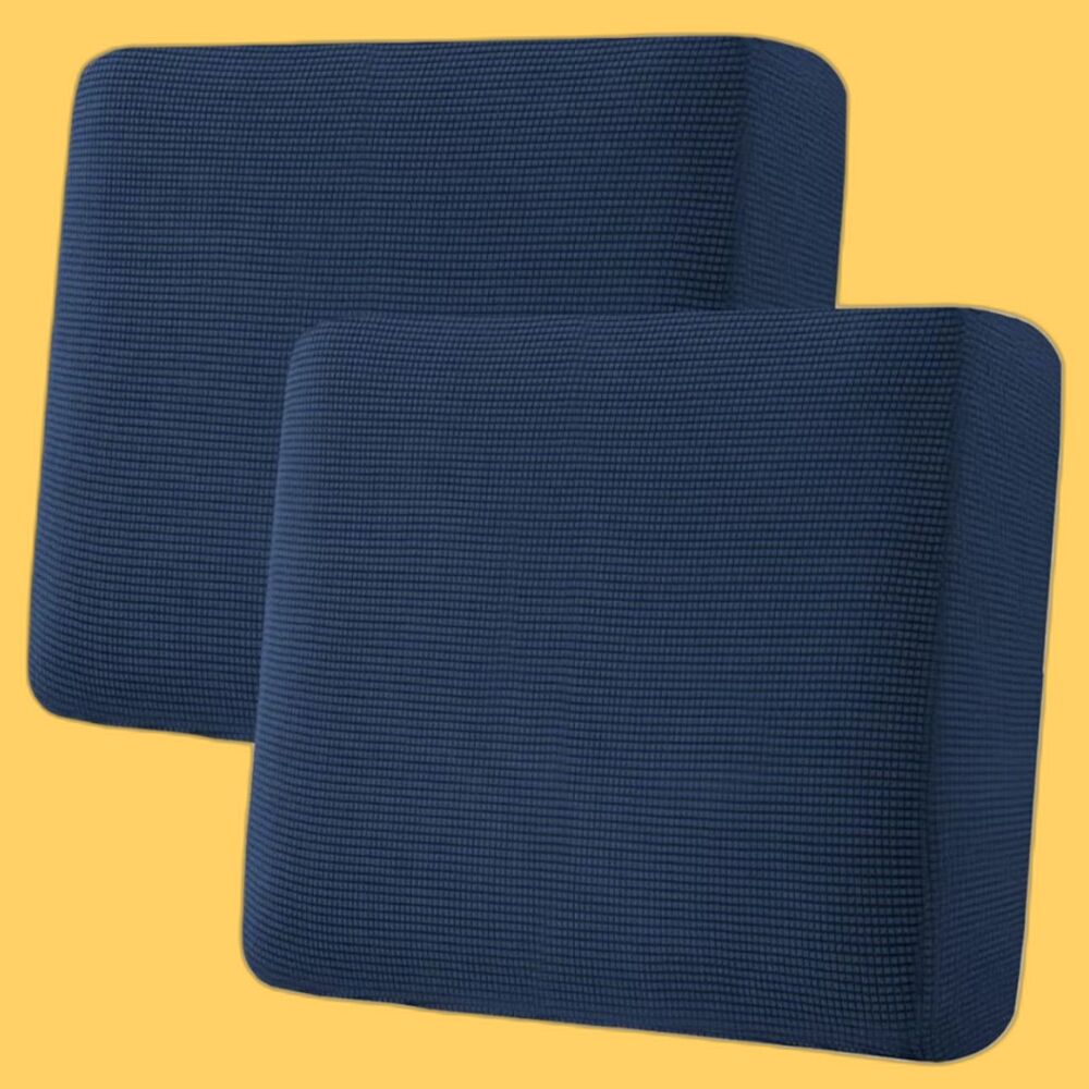 H.VERSAILTEX Super Stretch Individual Seat Cushion Covers 2 Piece Navy Jacquard